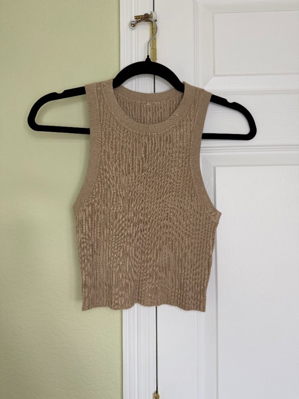 Bundle of 4 H&M Ribbed High-Neck Crop Tops | Blue Green Tan | Size M